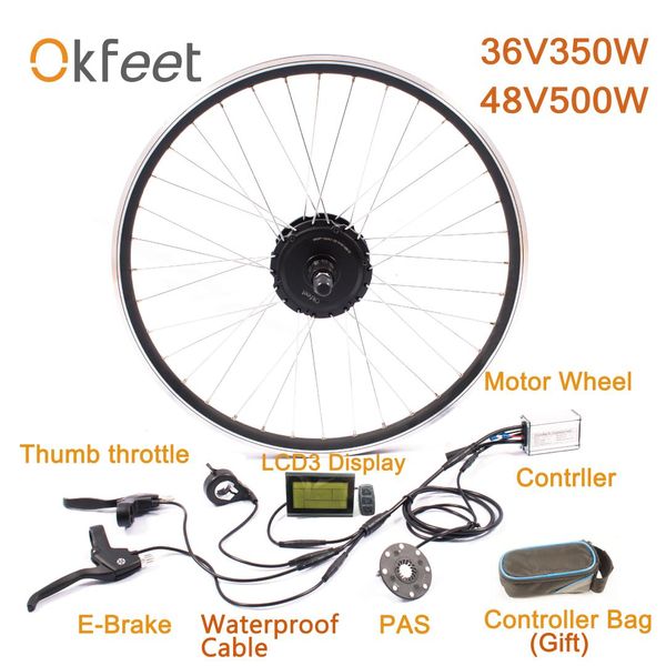 

okfeet 36v 350w 48v 500w ebike kit whole waterproof cable easy install 26 27.5 28 700c rear rotate wheel mxus hub mmotor