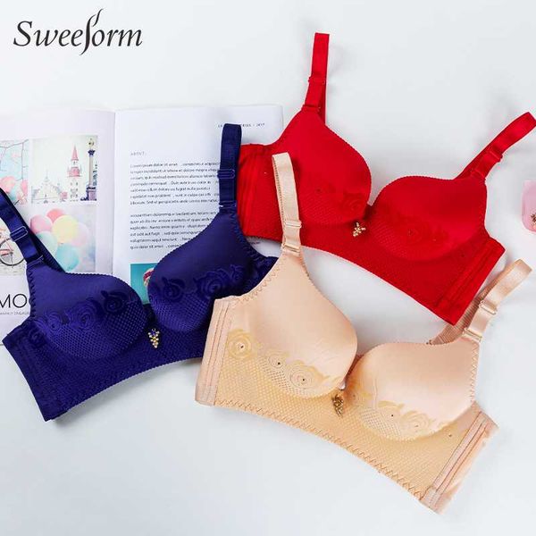 

bras sweeform deep v cup for women push up lingerie seamless bra wire bralette backless female underwear, Red;black