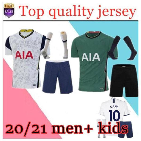 

20 21men +socks home away soccer jersey kits 2020 2021 kane son alderweireld eriksen dele lamela child football shirt kit, Black;yellow