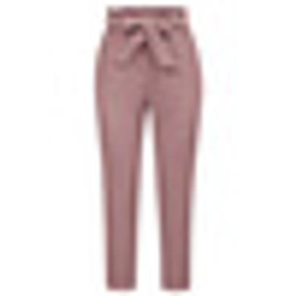 

women solid color casual trousers high waist slim fit cropped belt pencil pants, Black;white