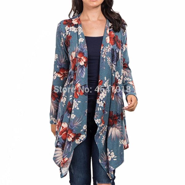 

floral cardigan women 2019 autumn fashion long sleeve irregular hem cardigan vintage elegant ladies casual outwear sweater, White