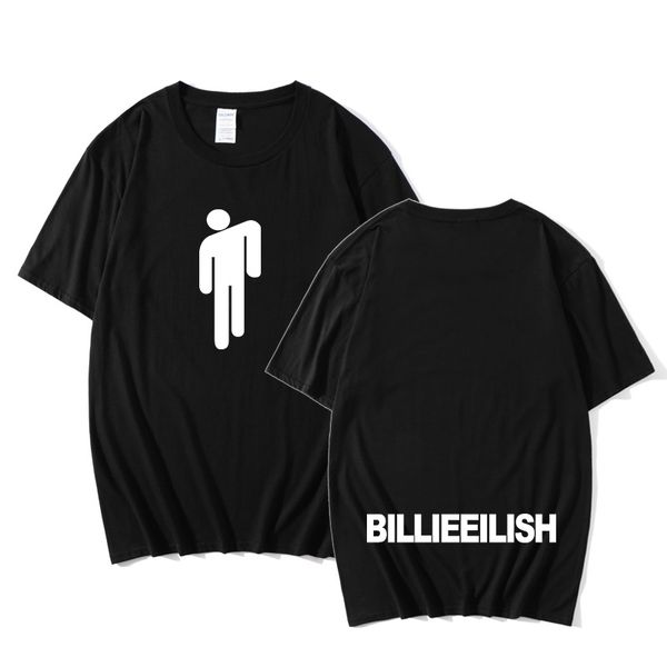 

2020 new summer trendy funny printed t-shirts billie eilish men women hip 100% cotton harajuku hip streetwear hot, White;black