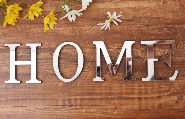 

new home 28 english letters love heart acrylic mirror surface wall sticker 3d silver alphabet poster bedroom festival party diy art mural