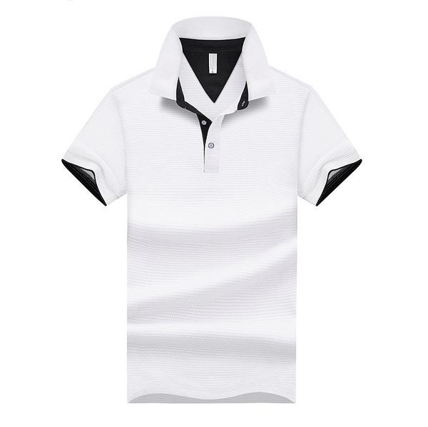 

summer mens business casual short sleeve fashion men solid color polyester polos new mens designer clothes, White;black