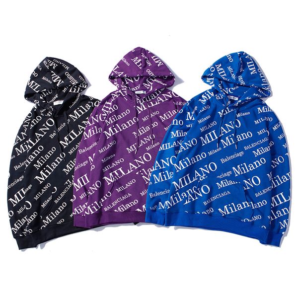 

мужской свитер толстовки марка мода улица мужчины топы роскошные письмо повседневная популярные мужские письма с капюшоном топ с длинными ру, Black