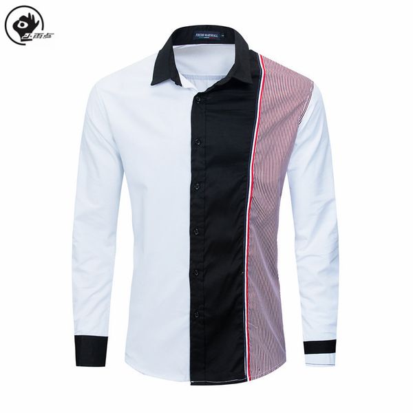 

men's casual shirts little raindrop men shirt 2021 fashion vertical striped for long sleeve patchwork cotton slim fit male, White;black