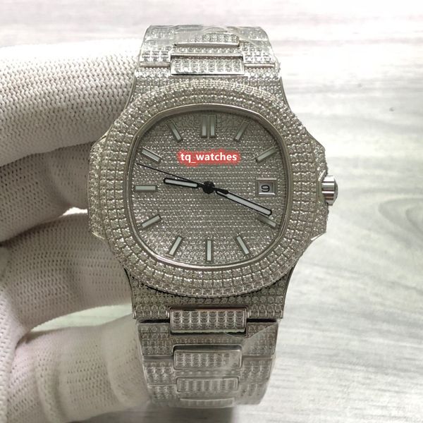 

upgraded version of the stylish sports watch silver stainless steel diamond wristwatch silver diamond face automatic mechanical watches, Slivery;brown