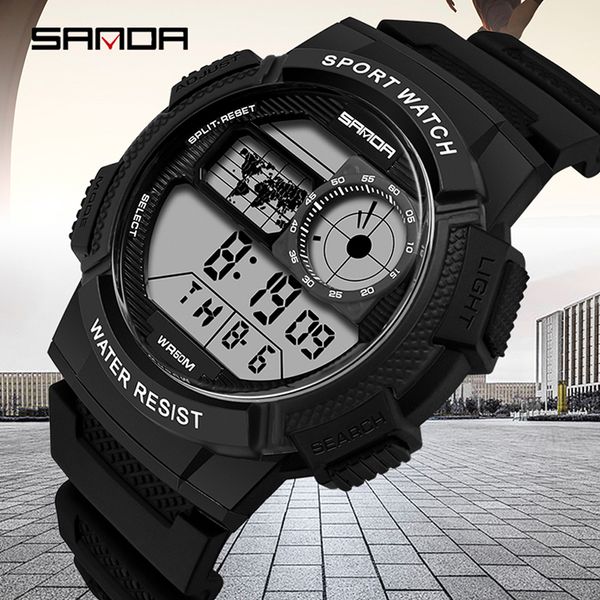 

sanda new watches men multifunction digital waterproof outdoor sports male electronic watch reloj de los hombres, Slivery;brown