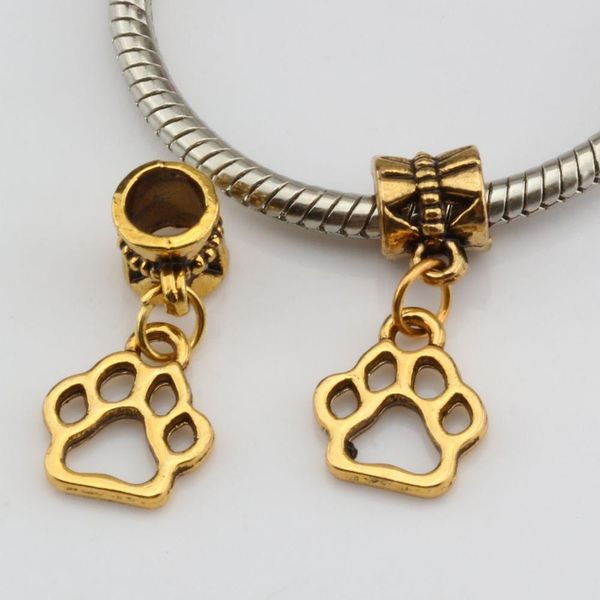 

жарко ! 200pcsantique золота hollow paw print мотаться из бисера f браслет шарма 11 х 25 мм diy ювелирных изделий, Bronze;silver