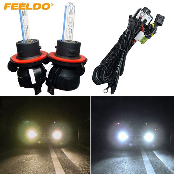 

feeldo 2x 35w car ac hid bulbs xenon headlight lamp h13/9008 hi/lo bi-xenon with wire harness