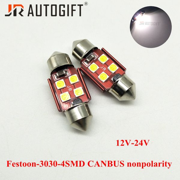 

50pcs spuer bright canbus 12v-24v festoon 31mm c5w 3030 chip 4smd canbus car license plate interior dome lamp reading bulb