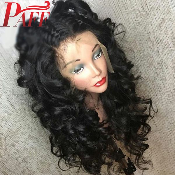 

paff lace front human hair wigs with baby hair loose wave brazilian remy hair wigs pre plucked bleached knots, Black;brown