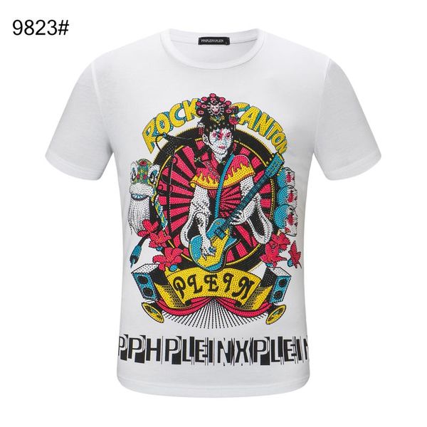 

women mens designer t shirts fashion 20ss luxury phillip plain t shirt summer homme off black white skull tee bag shoes 17, White;black