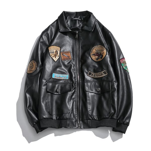 

quality mens leather jackets classic motorcycle brand clothes jacket bike cowboy jacket male faux leather casual streetwear coat, Black