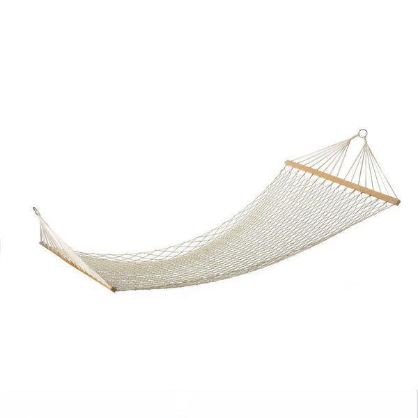 

white cotton rope swing hammock hanging on the porch or on a beach outdoor indoor hammocks