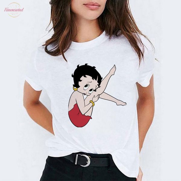 

betty boop t shirt women summer 2020 fashion 100% cotton short sleeve tumblr tshirt a gift for your girlfriend vogue femme, White