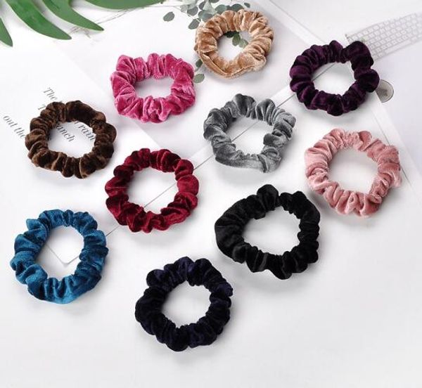 Женская девочка Малый Velvet волос Scrunchies аксессуары хвостик держатель волос резинка для волос Bun обертывания ободки петли головной убор 100шт FJ3355