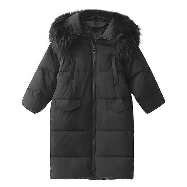 

women's hooded coat winter casual long sleeve zipper warm jacket pocket down jacket casaco de inverno feminino doudoune hiver #7, Black