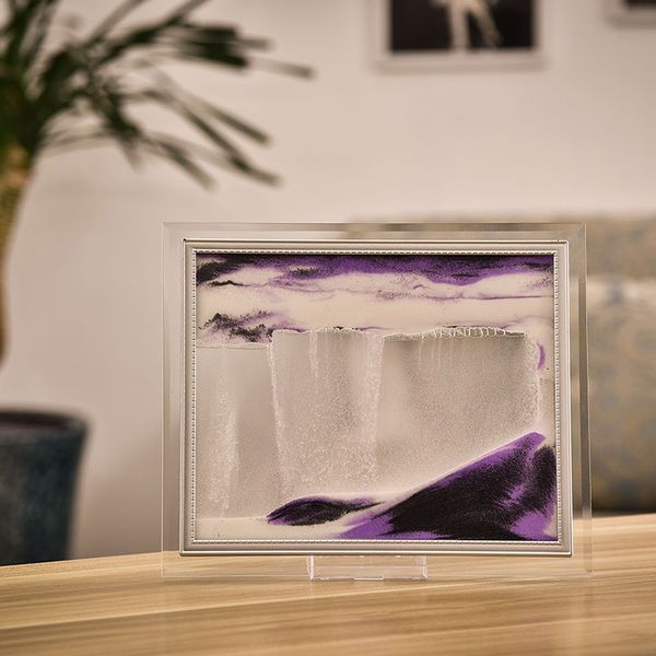 

high 3d dynamic flowing grit sand painting transparent glass frame drawing landscape ktc 66