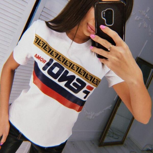 

ff summer designers short-sleeves luxurys female brands printing slender women short sleeve t shirts for womens poloshirts clothing, White