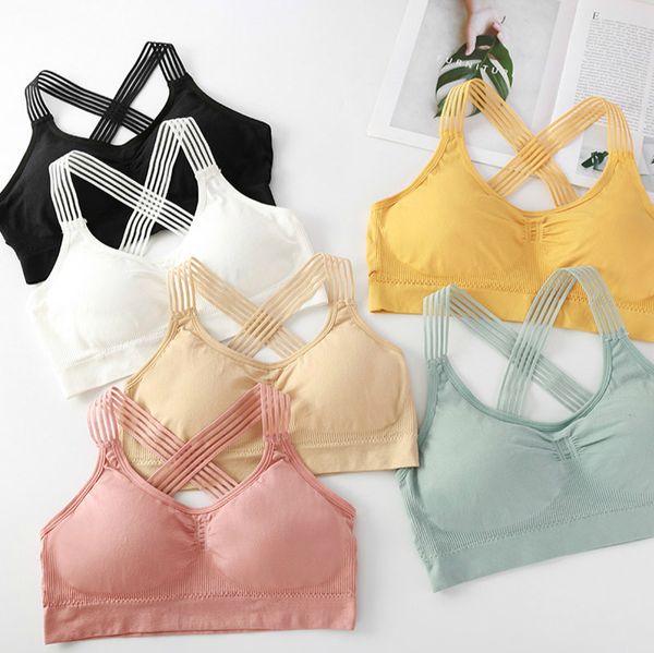 

женщины йога одежда спорт bra top бег tops фитнес stretch спорт top bra нет стальной проволоки хлопок спортивная gym белье, White;black