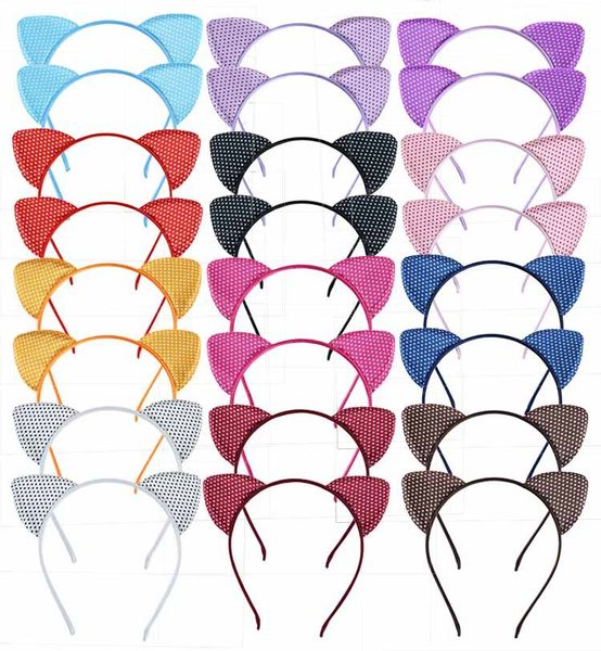 

new designs cute cat ears dots hair bows hair clips 12 colors hair accessories for women and girls designer headband ss257, Slivery;white