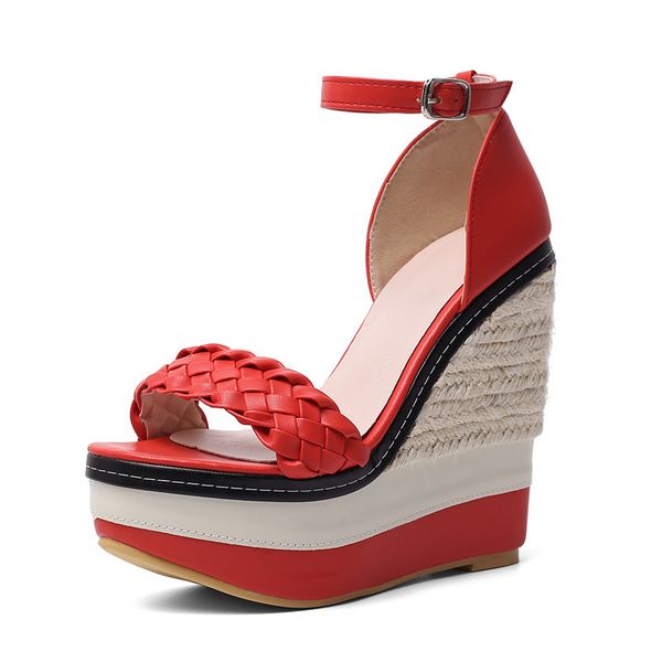 

asumer fashion summer high heels platform wedges buckle classic prom shoes women sandals 2020 mx200407, Black