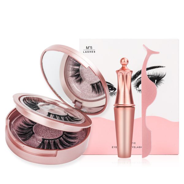 

2 pairs magnetic false eyelashes magnetic eyeliner with makeup mirror tweezers reusable 5 magnets lashes ing