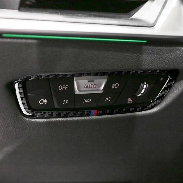 Carbon Fiber Interior Headlight Switch Control Button Cover Trim For Bmw All New 3 Series 325i 328i 330i 335i G20 G28 Decorative Items For Car