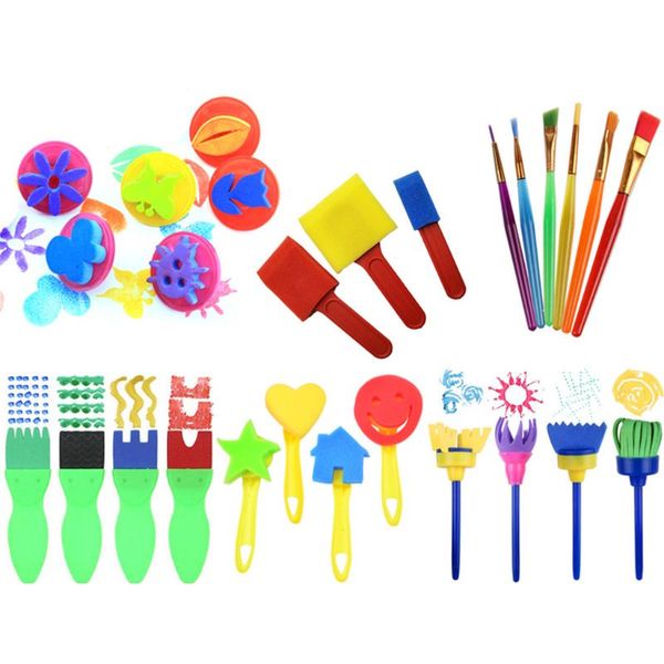

sponge paint brushes kits painting brushes tool kit for kids early diy learning include foam brushes,pattern set