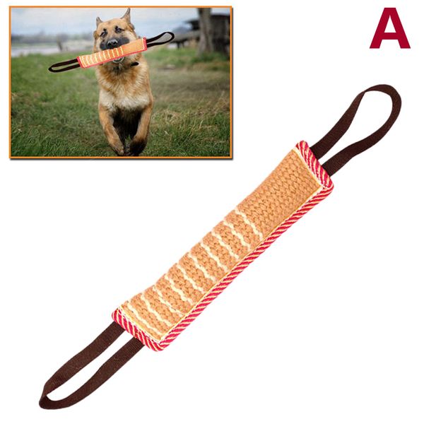 

high 1 pcs dog tug toy bite pillow strong pull toy dog training with 2 rope handles uej