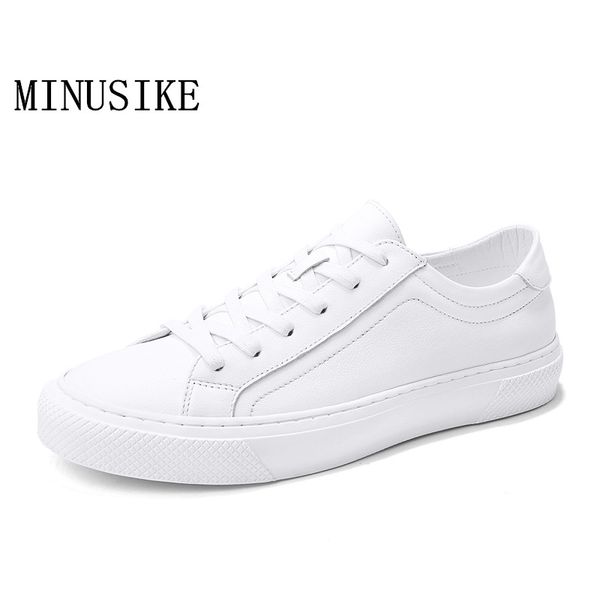 

white simple shoes full grain leather lace-up flat shoes anti slippery anti slippery flats real leather casual men, Black