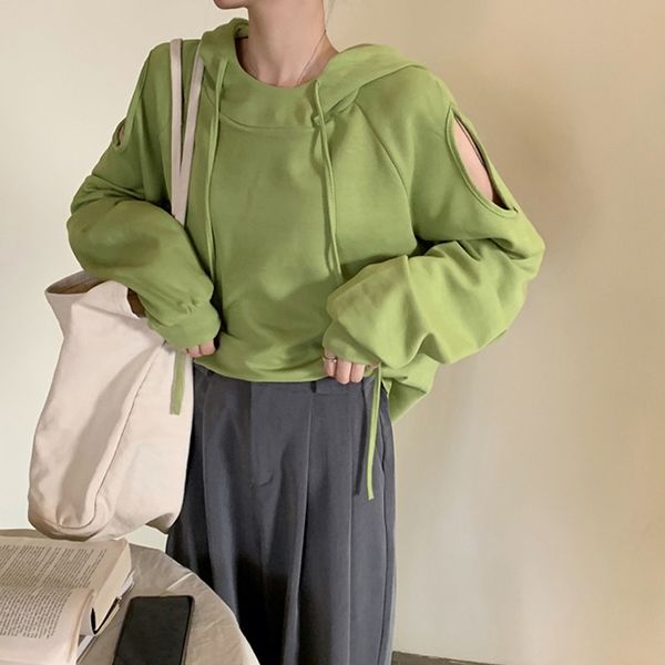 

autumn winter women hooded hoodies pullover drawstring loose off shoulder kawaii oversized hoodie sweatshirt women clothing, Black