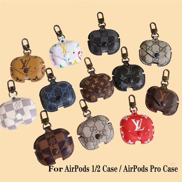 

10 style for airpods pro case letter leather for apple airpods case designer cases with anti lost hook clasp keychain quality