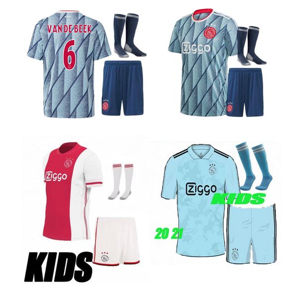 

new 2020 ajax fc soccer jersey 2020 2021 promes van de beek david neres tadic ziyech afc ajax football shirts kids kit, Black