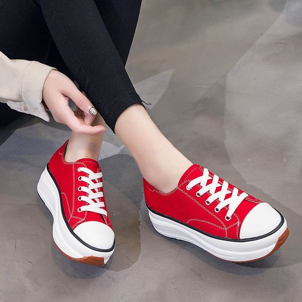 

sagace женщина ladies vulcanized кроссовки клиновидные платформы случайные девушки canvas узелок на высоких каблуках mx200801, Black