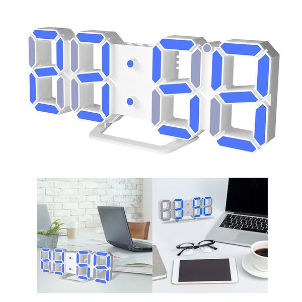 

modern digital 3d usb charge led desk clock snooze 12/24hours alarm gift new