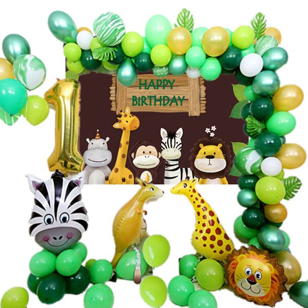 2019 Birthday Party Decorations Kids Safari Animal Green Ballon