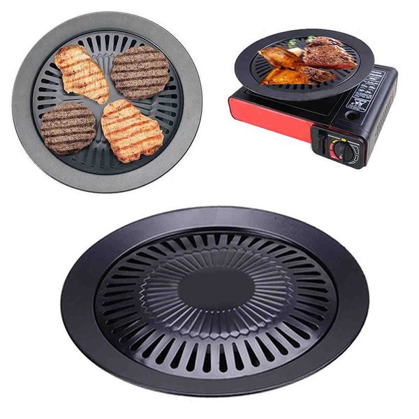 European Outdoor Smokeless Barbecue Grill Pan Gas Haushalt Antihaft-Gasherd Platte BBQ Barbecue Tool T200110