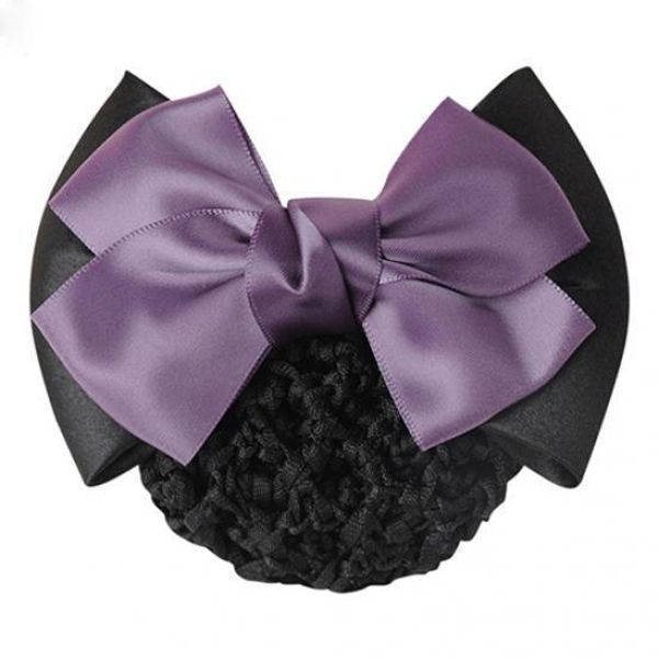 

women ribbon pro bow barrette hair clip net snood crochet net bun hair cover
