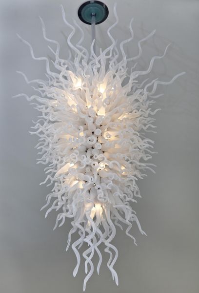 

100% mouth blown borosilicate murano glass chandelier pendant light art pure white chandelier led ceiling lamp modern