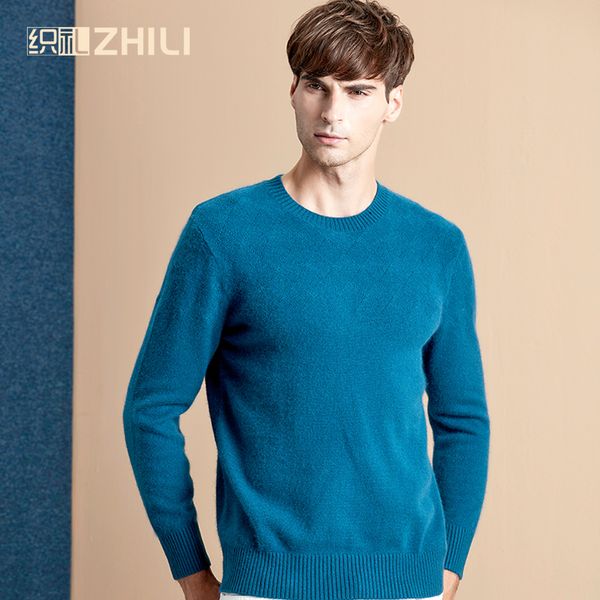 

men's round neck cashmere sweater thick sweater new winter business men slim men hedging color 2017 winter, White;black