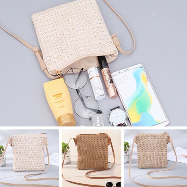 

square straw beach bag vintage handmade woven one shoulder bags bohemian summer vacation beach swimming bags kickboards