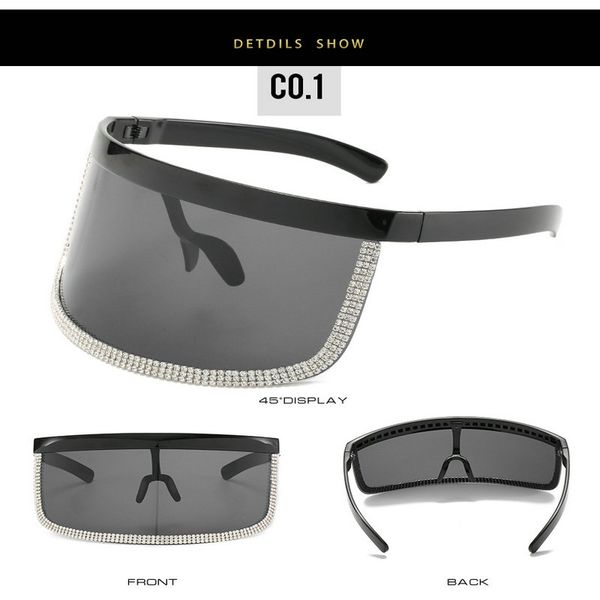 

кристалл негабаритных щит козырек sunglass 172mm футуристическая негабаритного щит visor солнцезащитных очки flat top зеркального mono lens