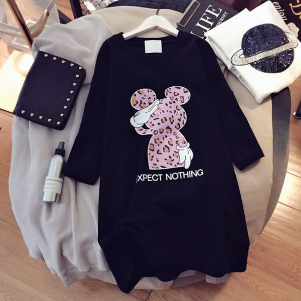 

leopard women dresses cartoon plus size dresses short sleeve fashion mini luxury loose summer dress cute, Black;gray