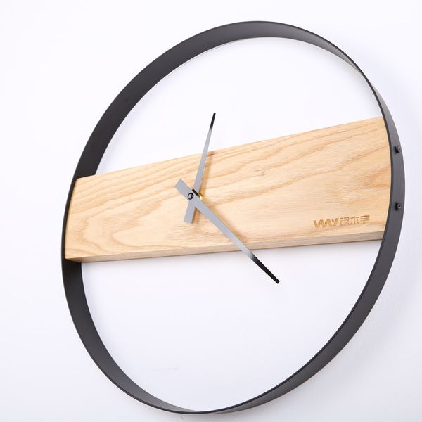 

14/16 inch round solid wood ultra-quiet wall clock living room bedroom wall hanging clocks clocks home decor