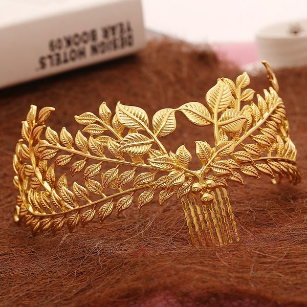 

alloy leaf head tiara brides wedding hair accessories crown, White;golden