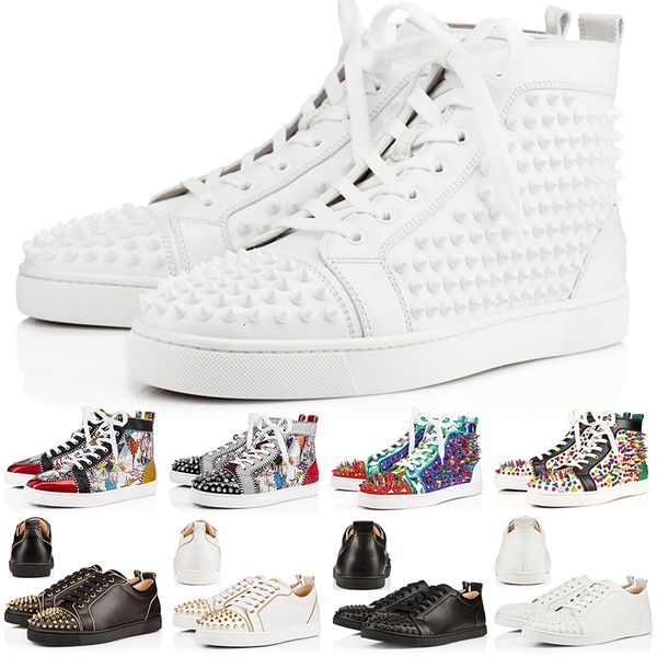 

2019 studded spikes casual flats red bottoms shoes new for men women party designer fashion sneakers lovers leather