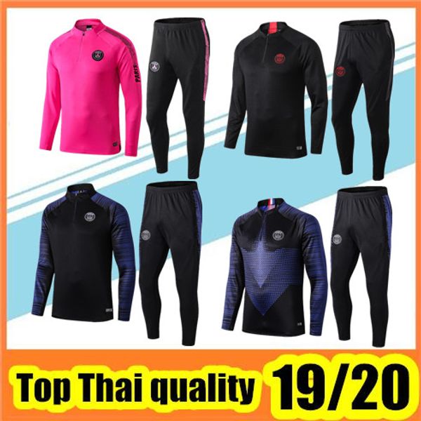 

new mbappe tracksuit 2019/20 cavani soccer jogging jacket mbappe verratti 19/20 cavani men football training suit, Black
