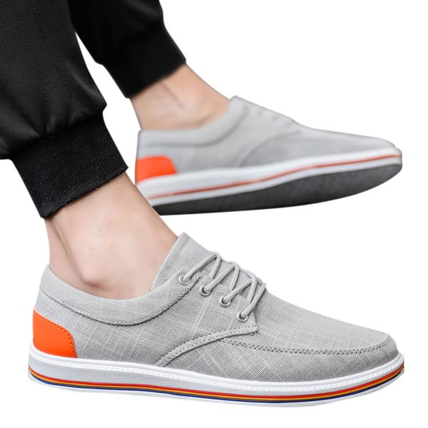 

muqgew shoes men sneakers canvas solid color breathable fabric autumn solid casual low non-slip flat shoes tenis masculino, Black